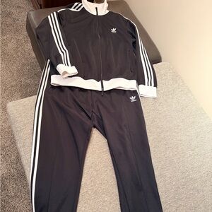 Adidas Black Tracksuit with White Accents XL